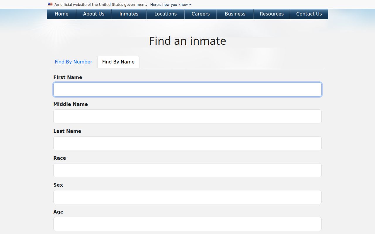 Federal Bureau of Prisons mobile inmate search by name