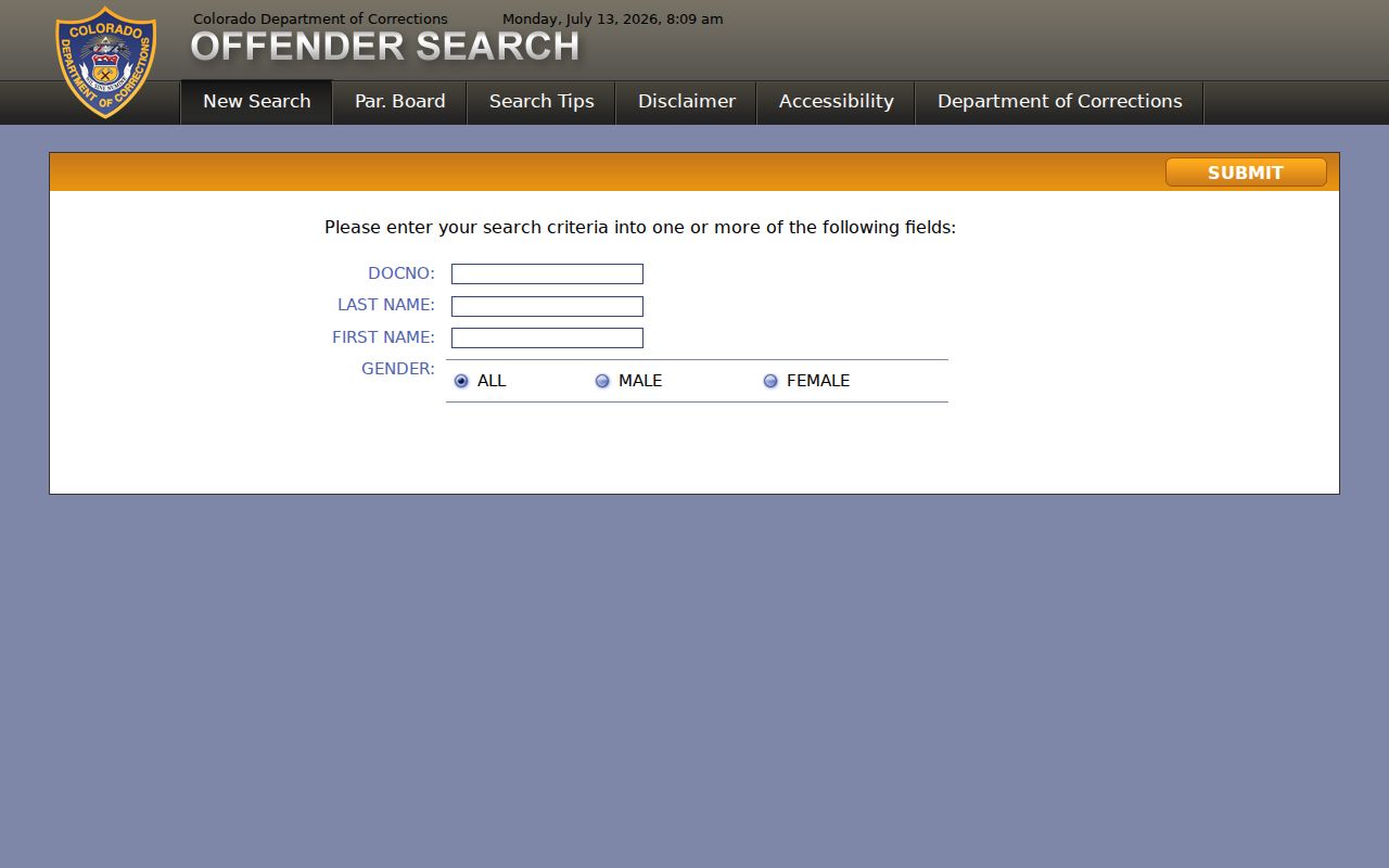 Colorado Department of Corrections inmate locator for sentenced state prisoners