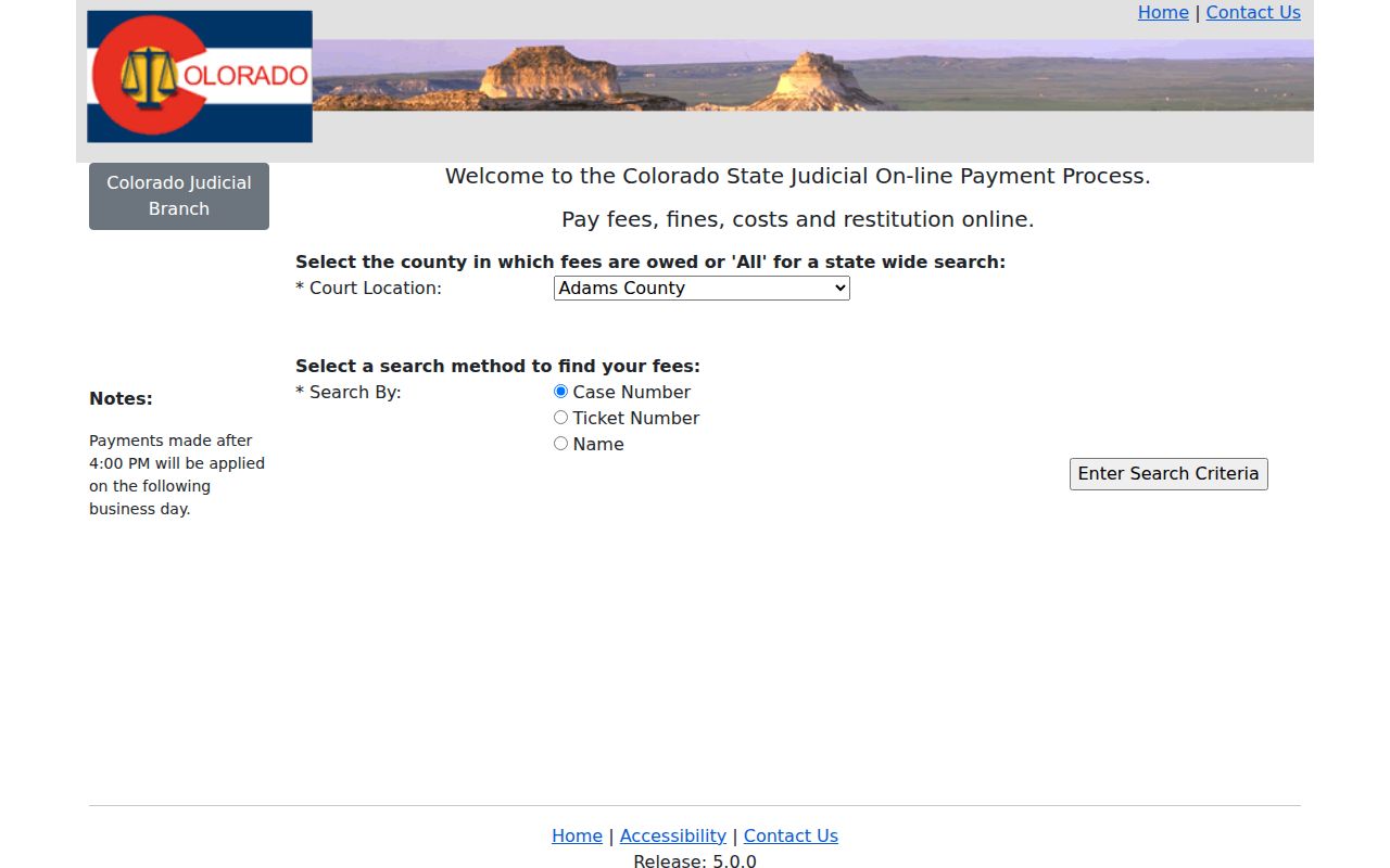 Teller County court dockets Colorado Judicial online payment system