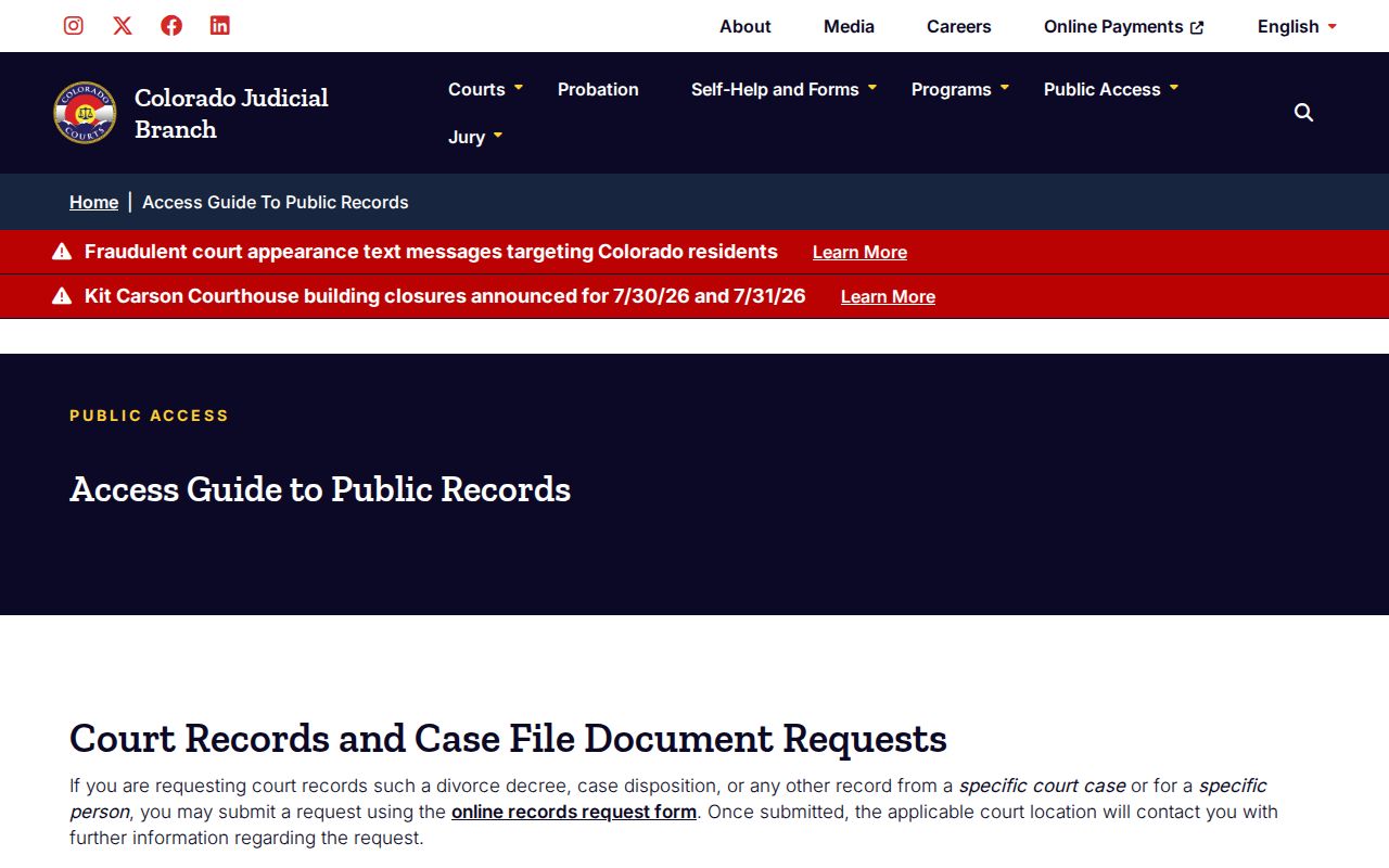 Teller County court records access guide to public records