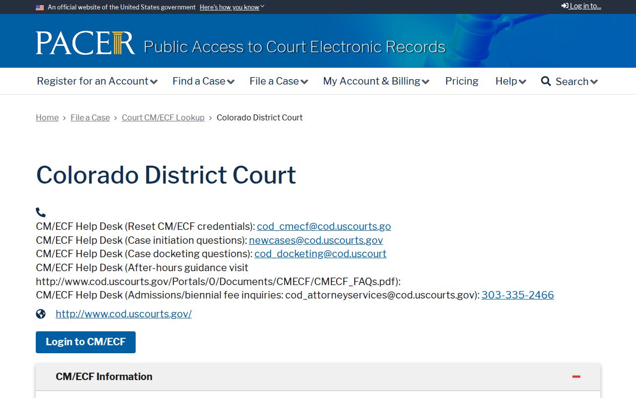 Teller County district court records PACER Colorado district lookup