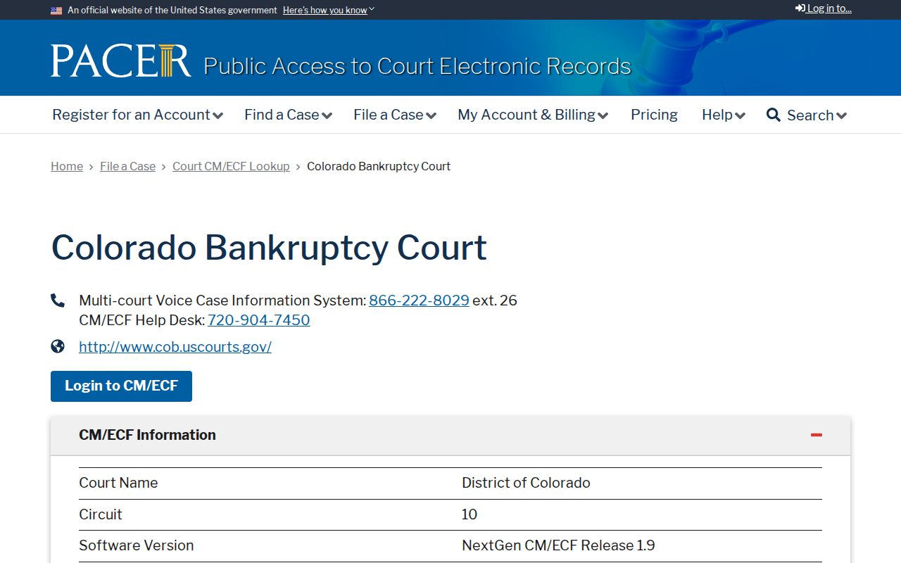 Teller County district court records PACER Colorado bankruptcy lookup