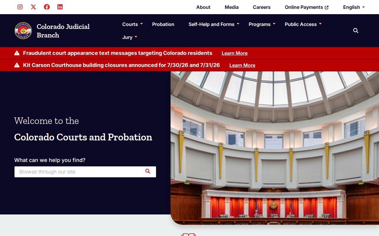 Teller County court records Colorado Judicial Branch homepage