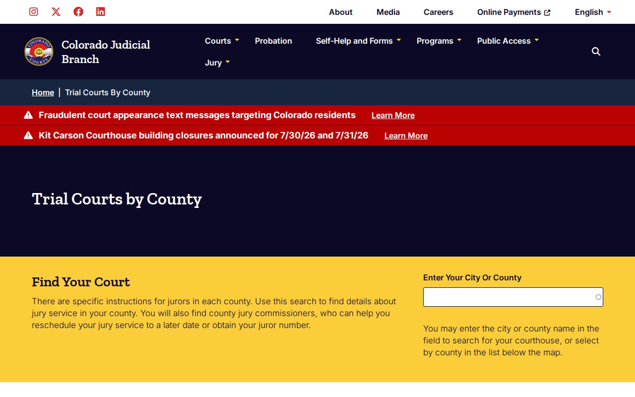 Teller County court records Colorado trial courts by county