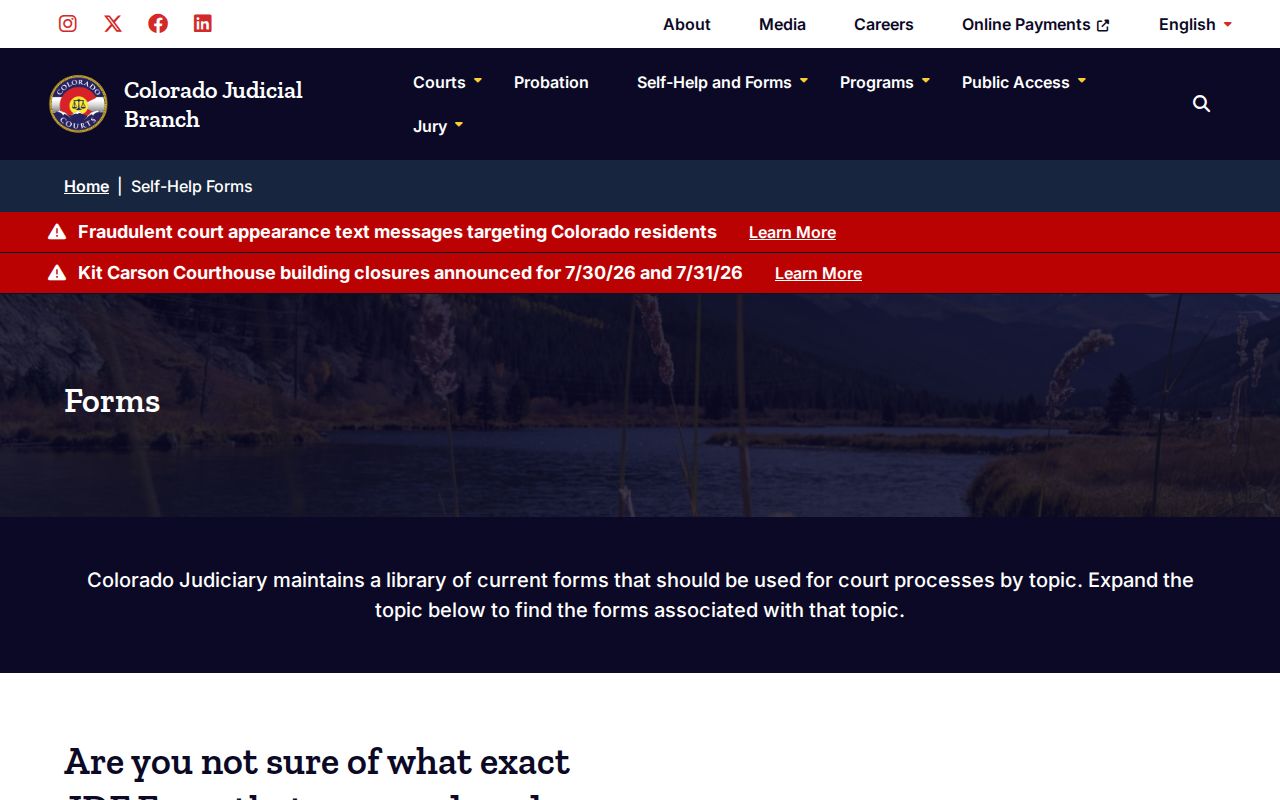 Teller County probate records Colorado Judicial Branch forms library