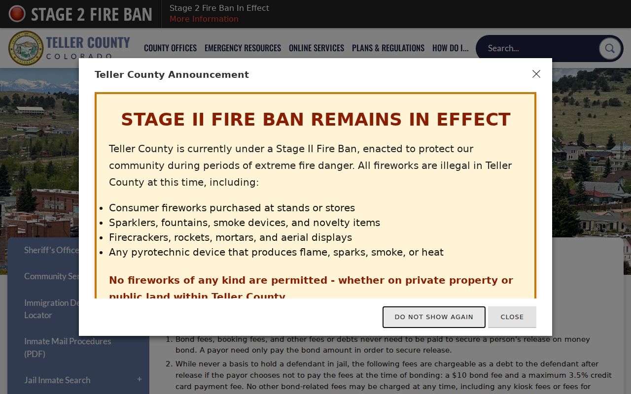 Teller County legal rights related to posting bond information